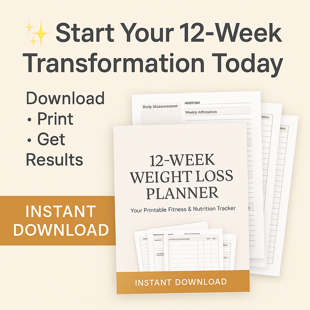 12-Week Weight Loss Planner (Printable Fitness & Nutrition Tracker)